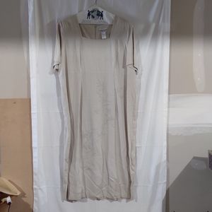 Donna Ricco Sport Women's Beige Linen Embroidered  Short Sleeve Maxi Dress 24w